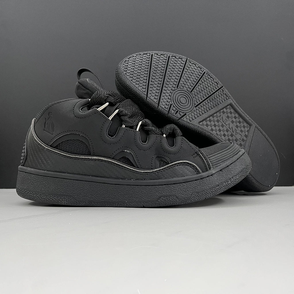 Lanvin Curb Sneakers 'Full Black' - Tonal Chevron Laces