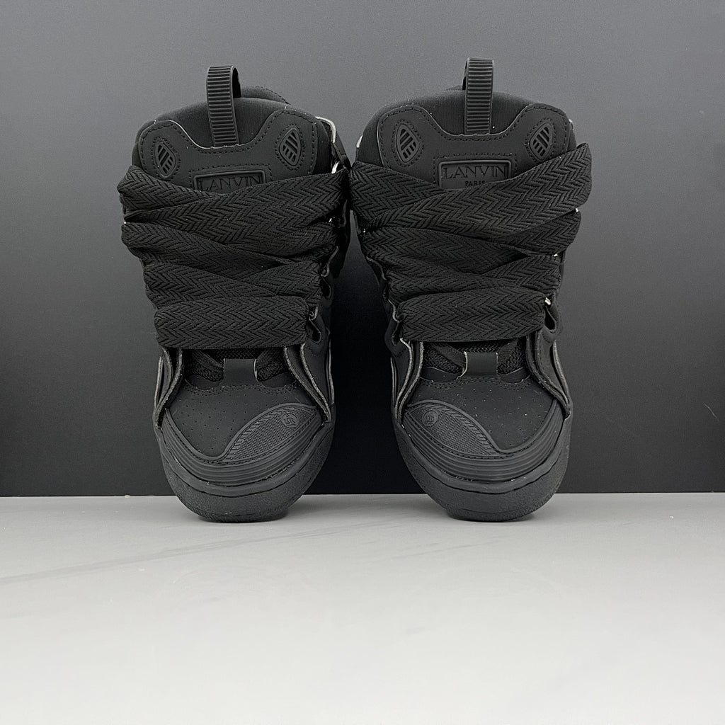 Lanvin Curb Sneakers 'Full Black' - Tonal Chevron Laces