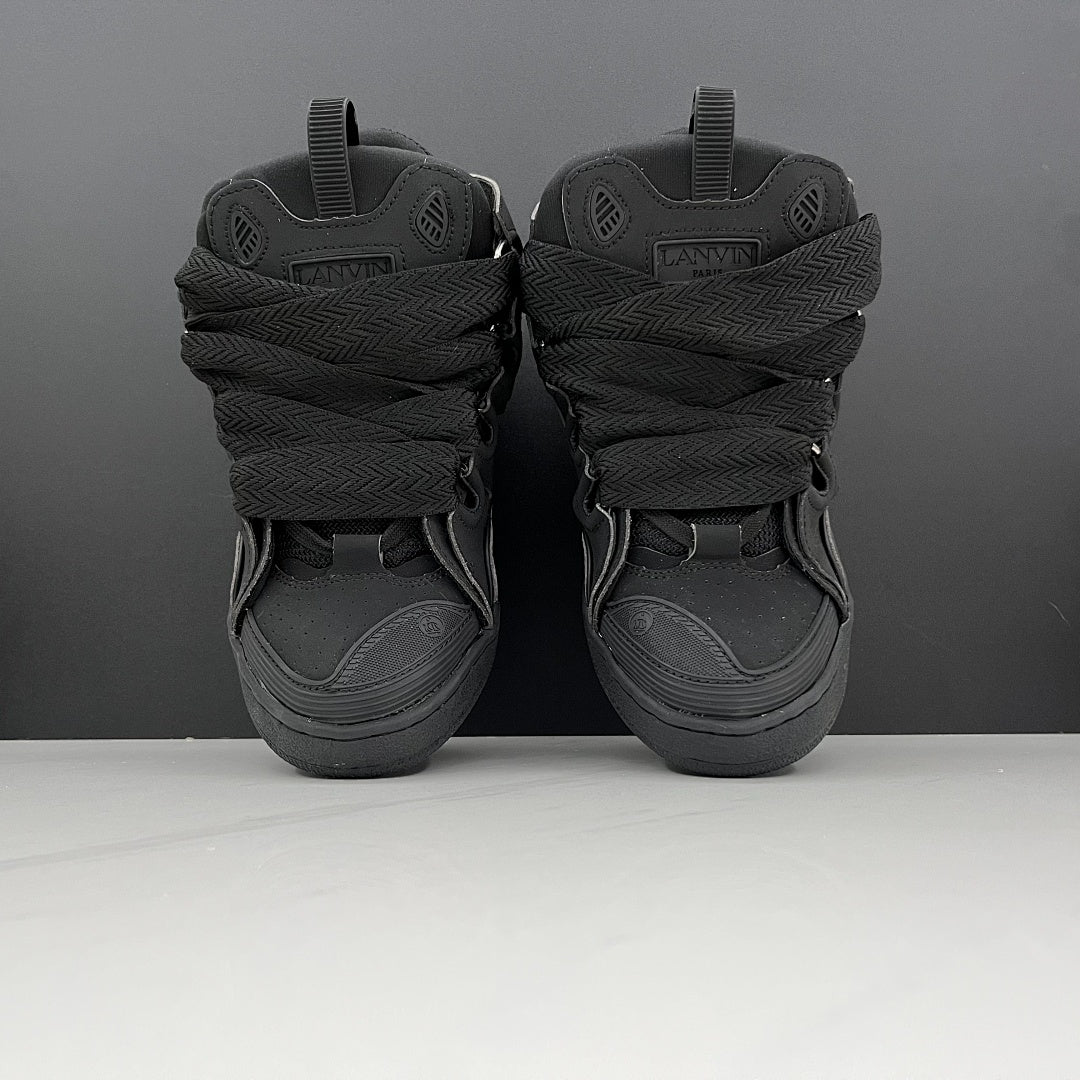 Lanvin Curb Sneakers 'Full Black' - Tonal Chevron Laces