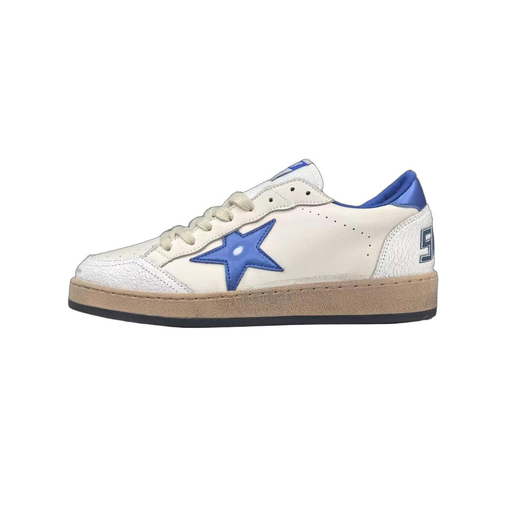 Golden Goose Ball Star White Leather Blue