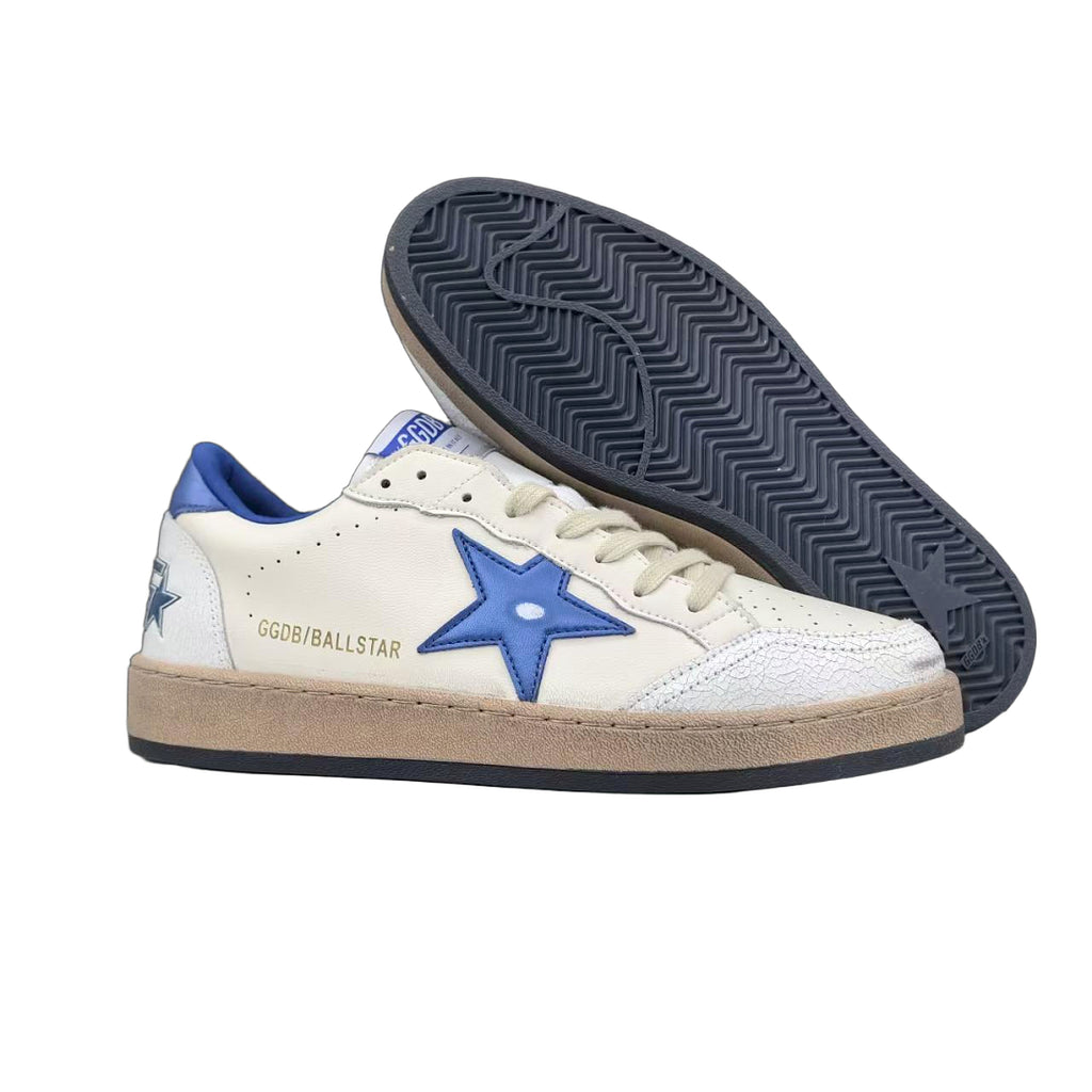 Golden Goose Ball Star White Leather Blue