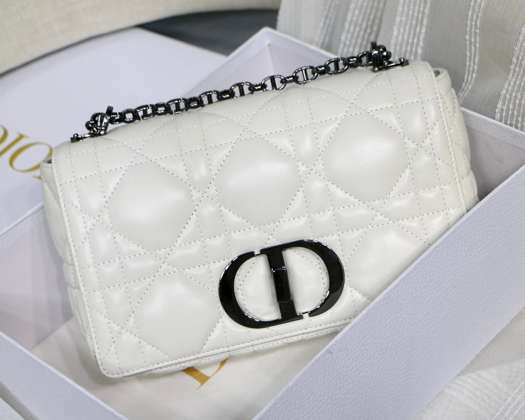 medium caro 25.5 white calfskin black hardware
