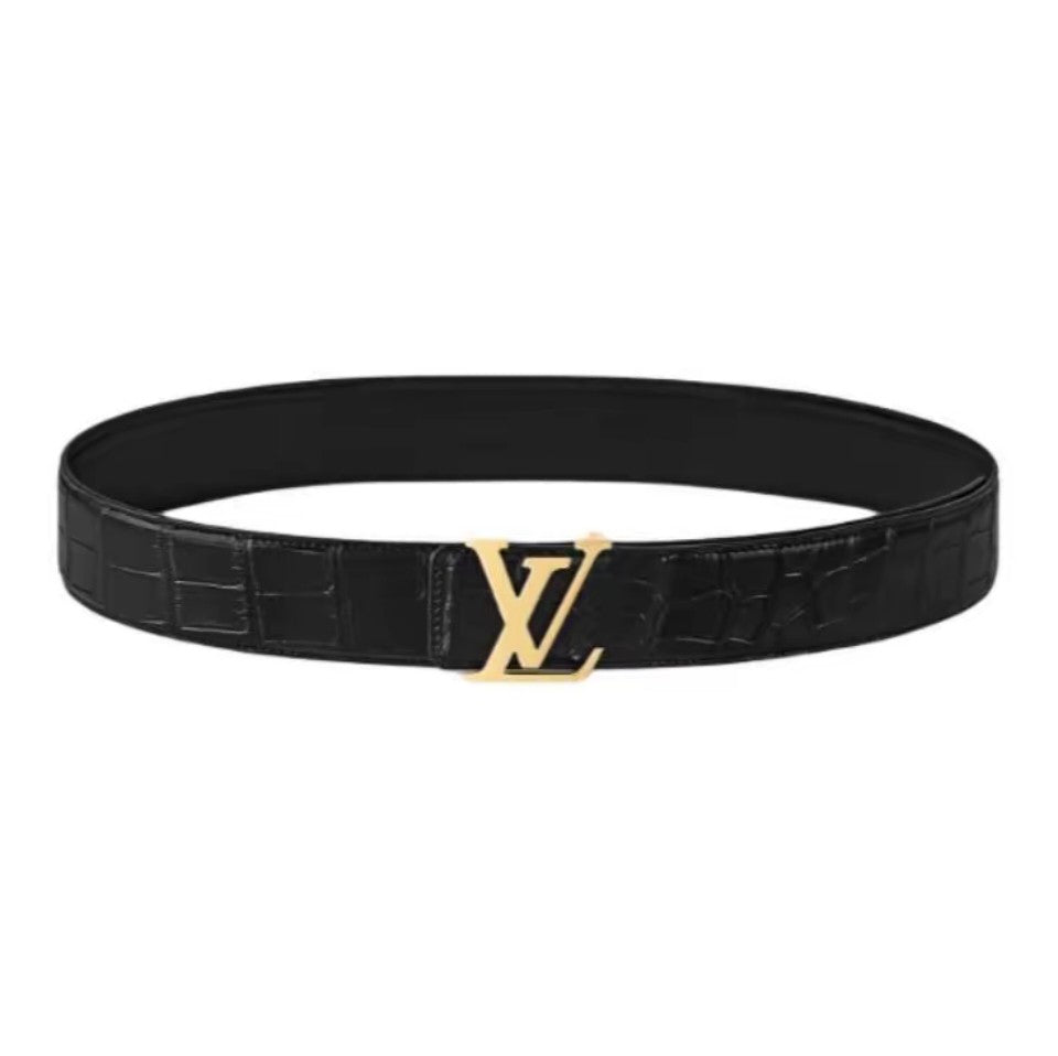 Louis Vuitton LV Initiales 40MM Reversible Belt Crocodilien Brillant Black/Gold