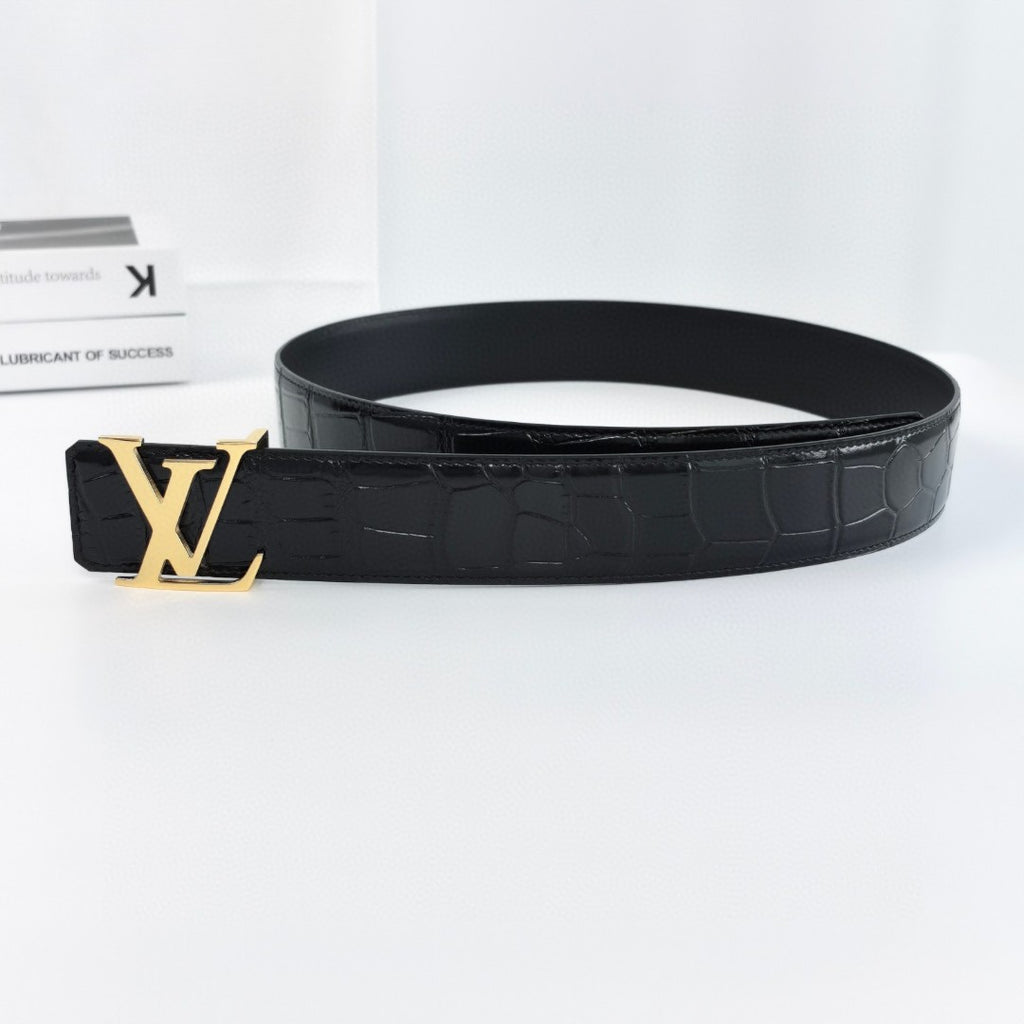 Louis Vuitton LV Initiales 40MM Reversible Belt Crocodilien Brillant Black/Gold