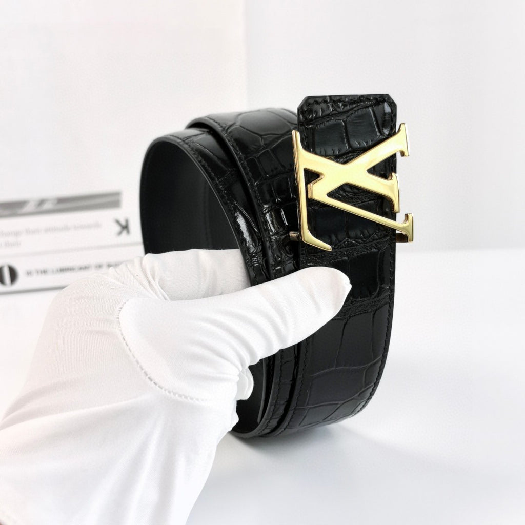 Louis Vuitton LV Initiales 40MM Reversible Belt Crocodilien Brillant Black/Gold
