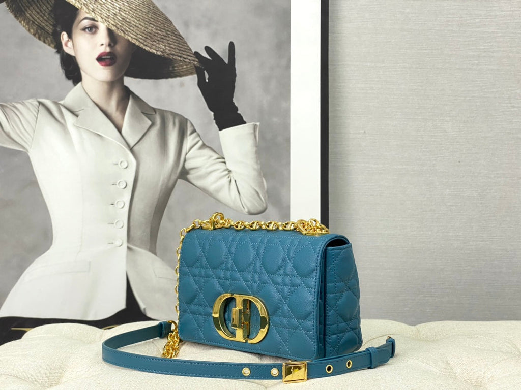 SMALL CARO BAG 20 OCEAN BLUE CALFSKIN