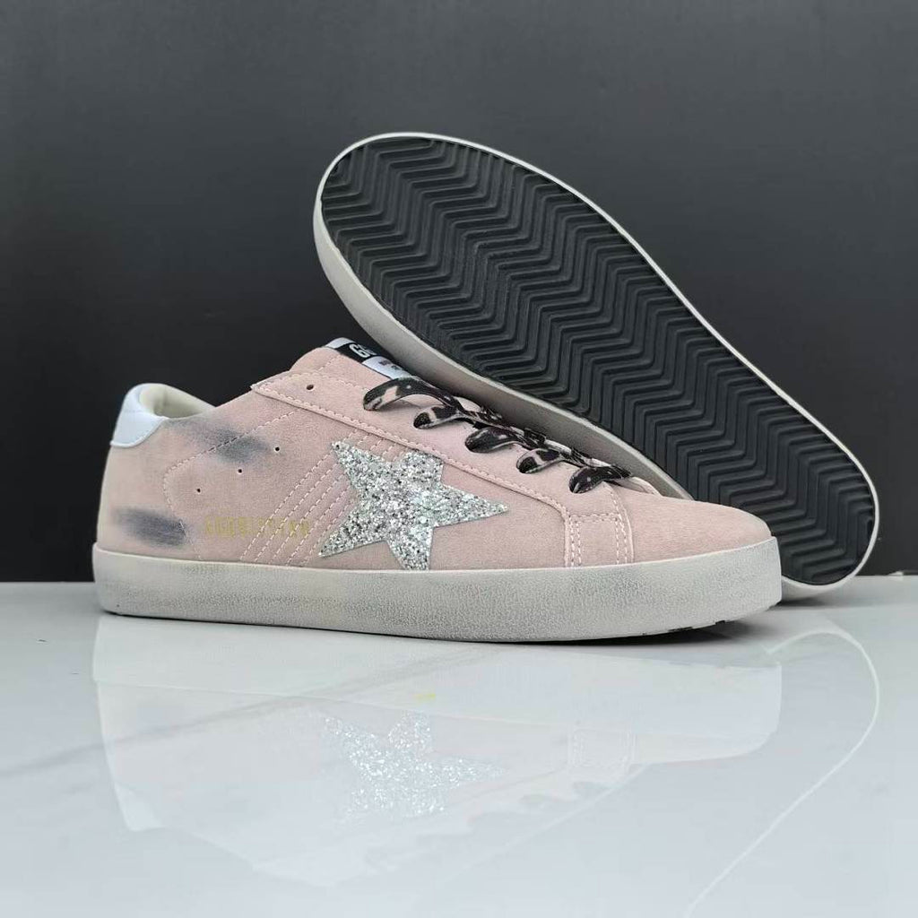 Golden Goose Super-Star Pink Suede Silver Glitter