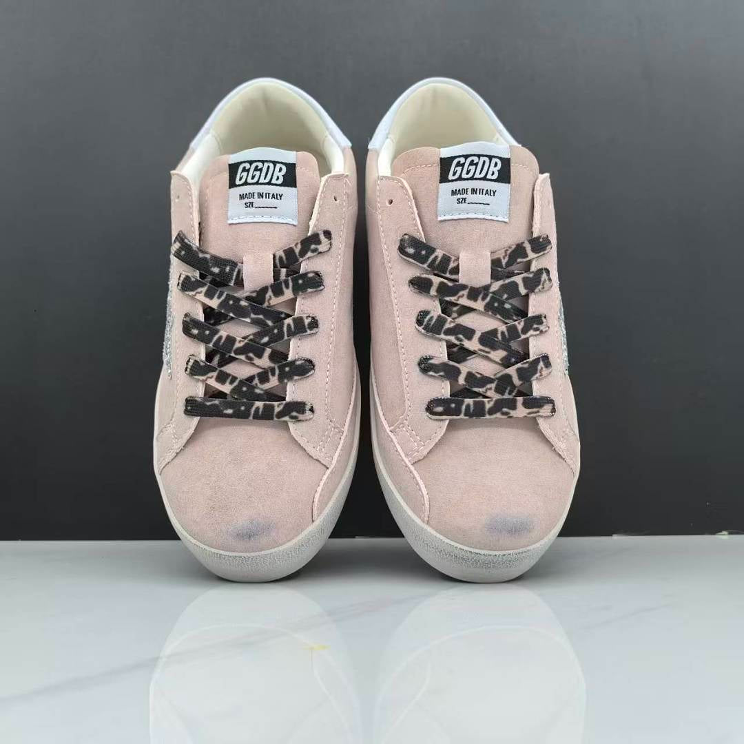 Golden Goose Super-Star Pink Suede Silver Glitter