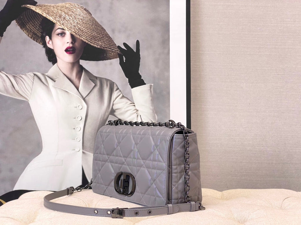 LARGE CARO BAG 28 OPALINE PURPLE CALFSKIN BLACK HARDWARE