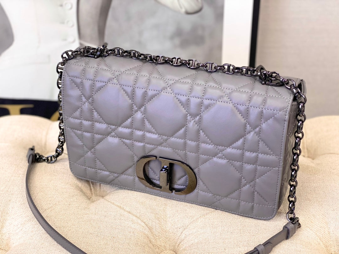LARGE CARO BAG 28 OPALINE PURPLE CALFSKIN BLACK HARDWARE