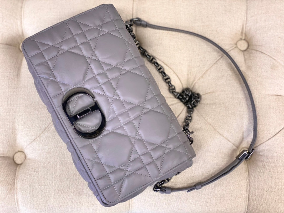 LARGE CARO BAG 28 OPALINE PURPLE CALFSKIN BLACK HARDWARE