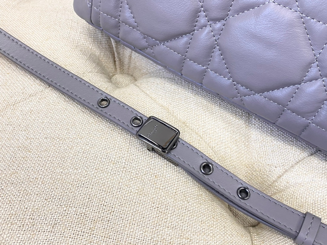 LARGE CARO BAG 28 OPALINE PURPLE CALFSKIN BLACK HARDWARE