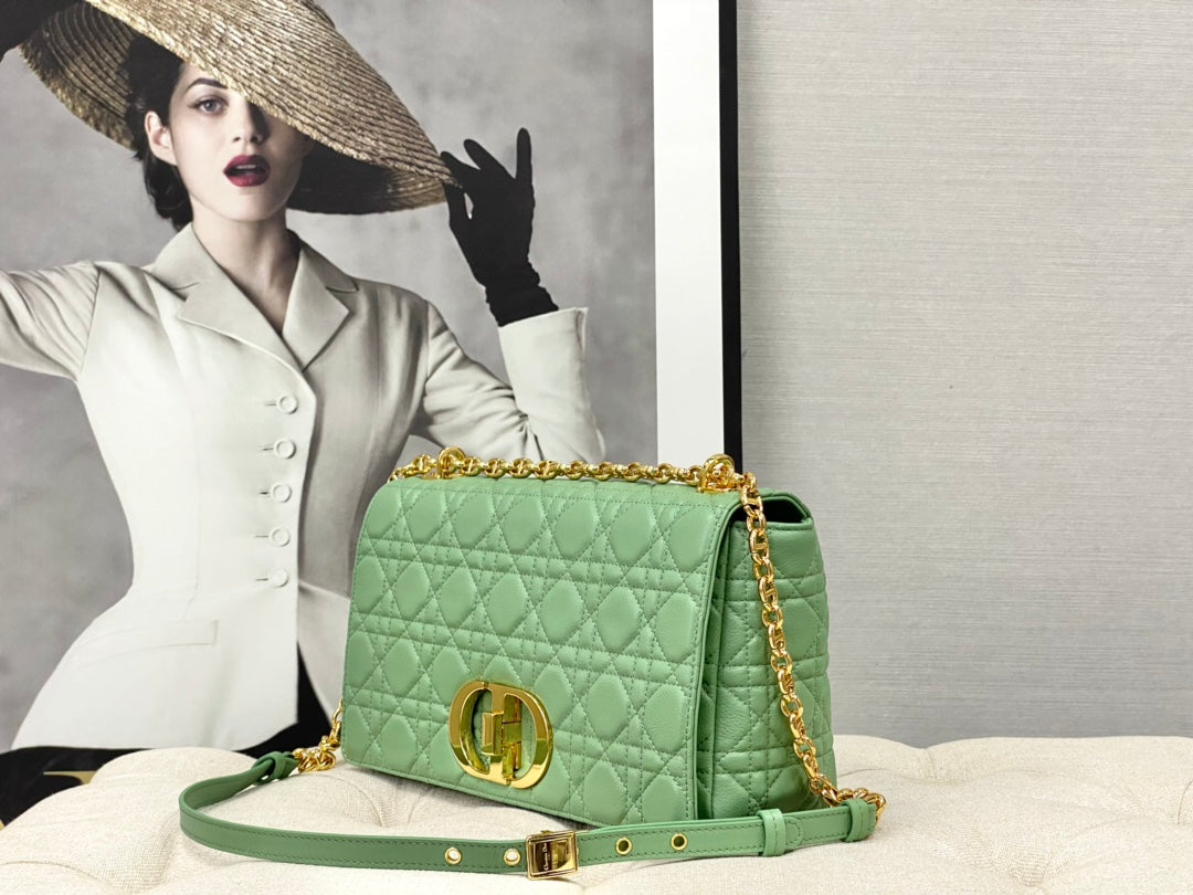 LARGE CARO BAG 28 LIGHT GREEN CALFSKIN