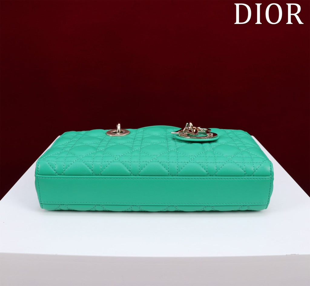 medium lady d-joy 26 jade green lambskin