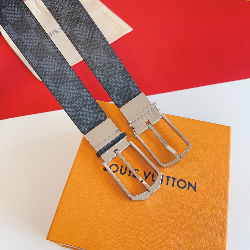 Louis Vuitton Reversible 35mm Belt with Silver Buckle in Damier Graphite Canvas