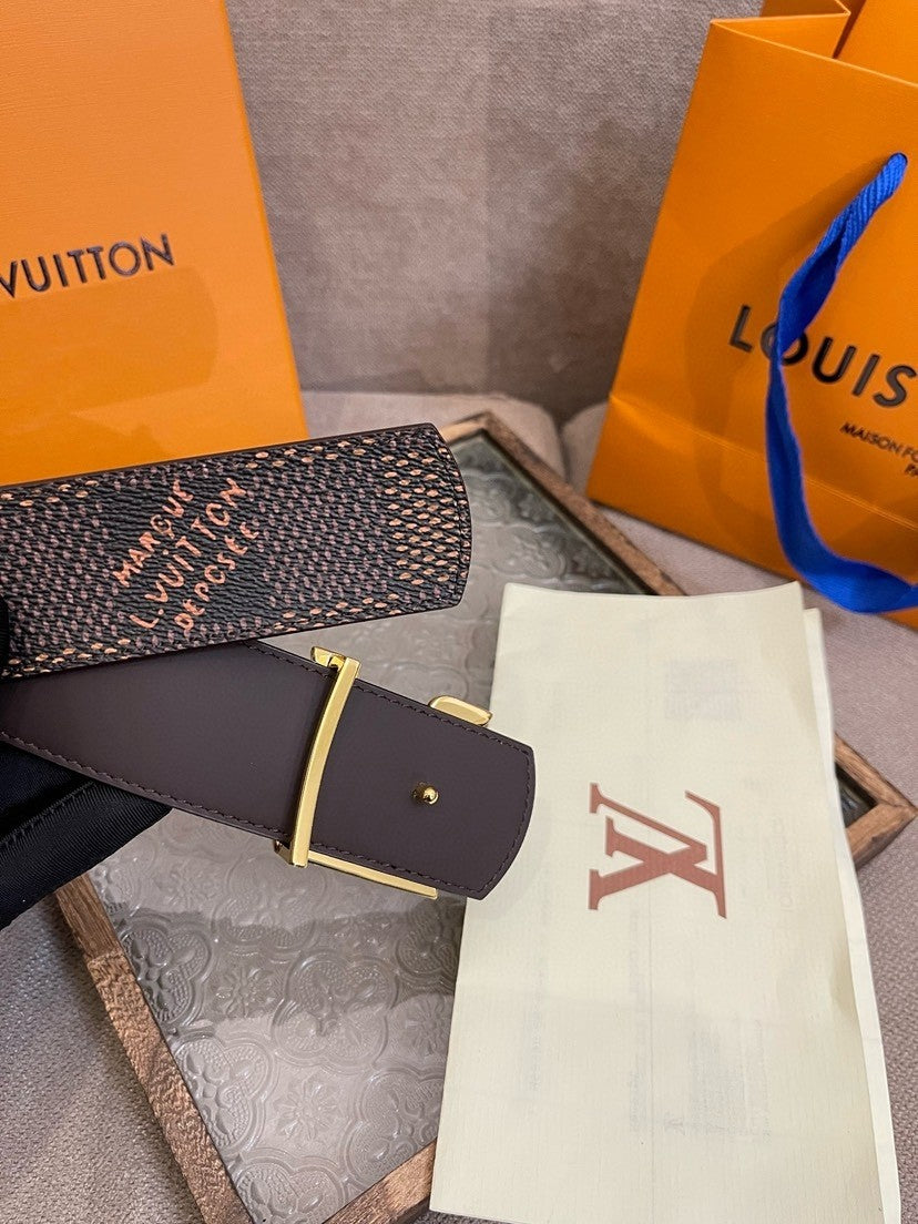 Louis Vuitton LV Initiales 40MM Reversible Belt Damier Heritage Brown