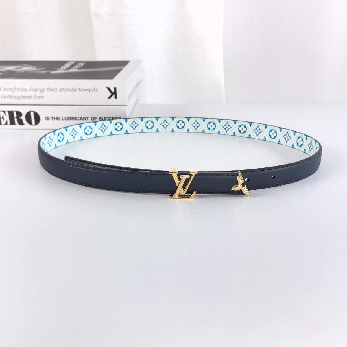 Louis Vuitton Pretty LV 20MM Reversible Belt Navy Blue Monogram