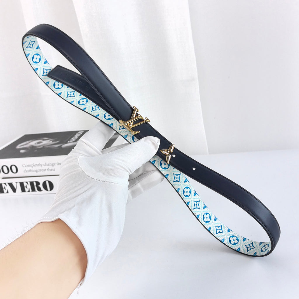 Louis Vuitton Pretty LV 20MM Reversible Belt Navy Blue Monogram