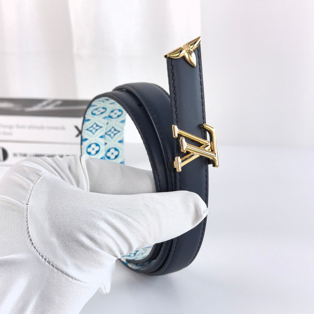 Louis Vuitton Pretty LV 20MM Reversible Belt Navy Blue Monogram