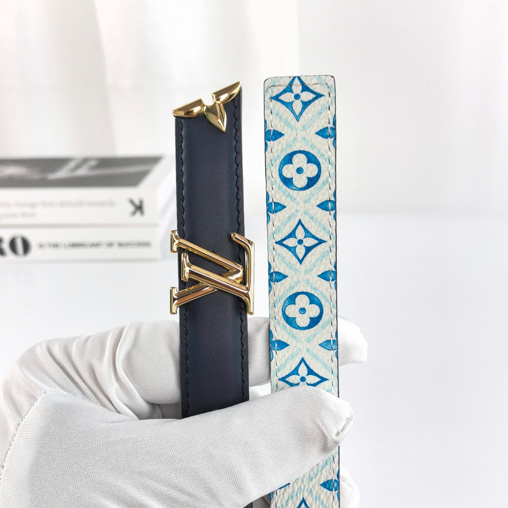 Louis Vuitton Pretty LV 20MM Reversible Belt Navy Blue Monogram
