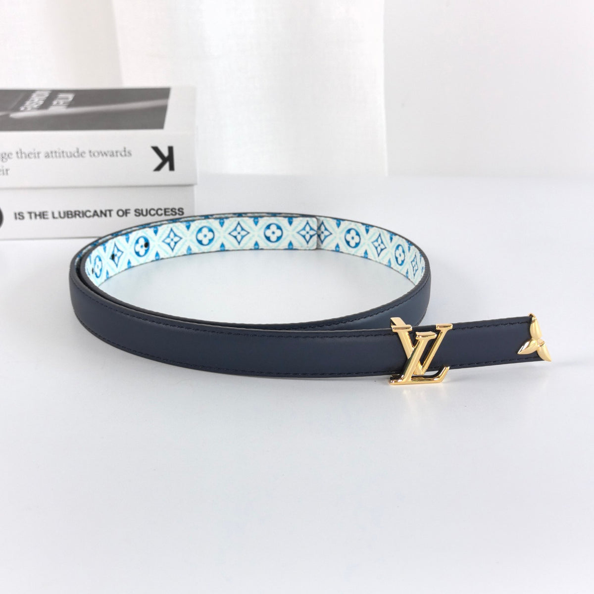 Louis Vuitton Pretty LV 20MM Reversible Belt Navy Blue Monogram