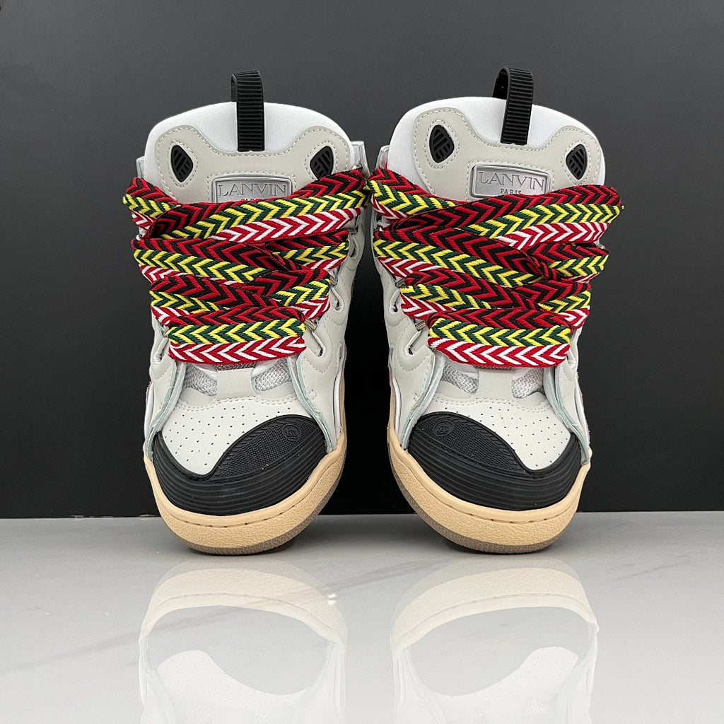 Lanvin Curb Sneakers 'White Light Pink' - Multicolor Chevron Laces