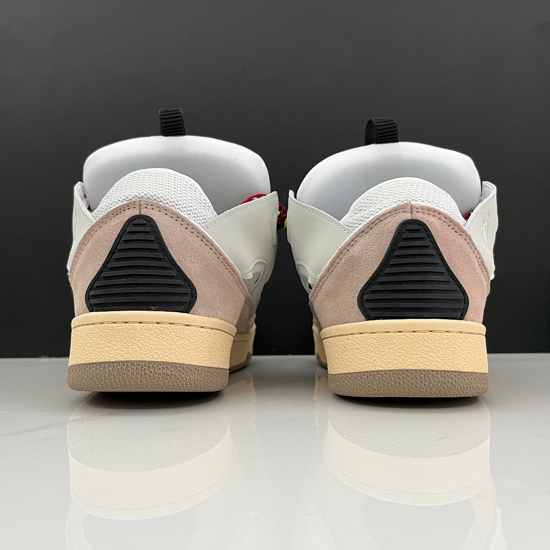 Lanvin Curb Sneakers 'White Light Pink' - Multicolor Chevron Laces