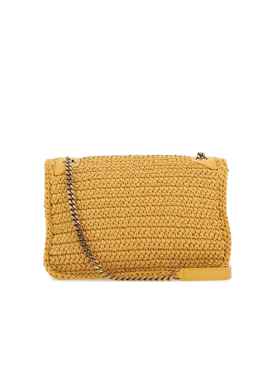 Y Niki Medium Chain Bag in Raffia and Leather