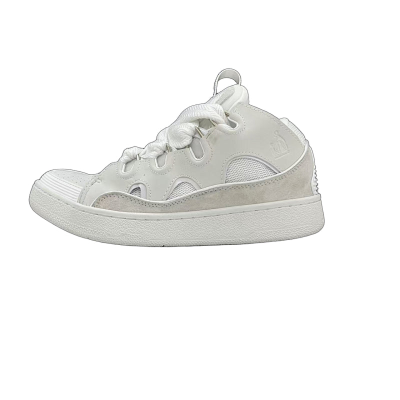Lanvin Curb Sneakers 'Optic White' - Tonal Chevron Laces