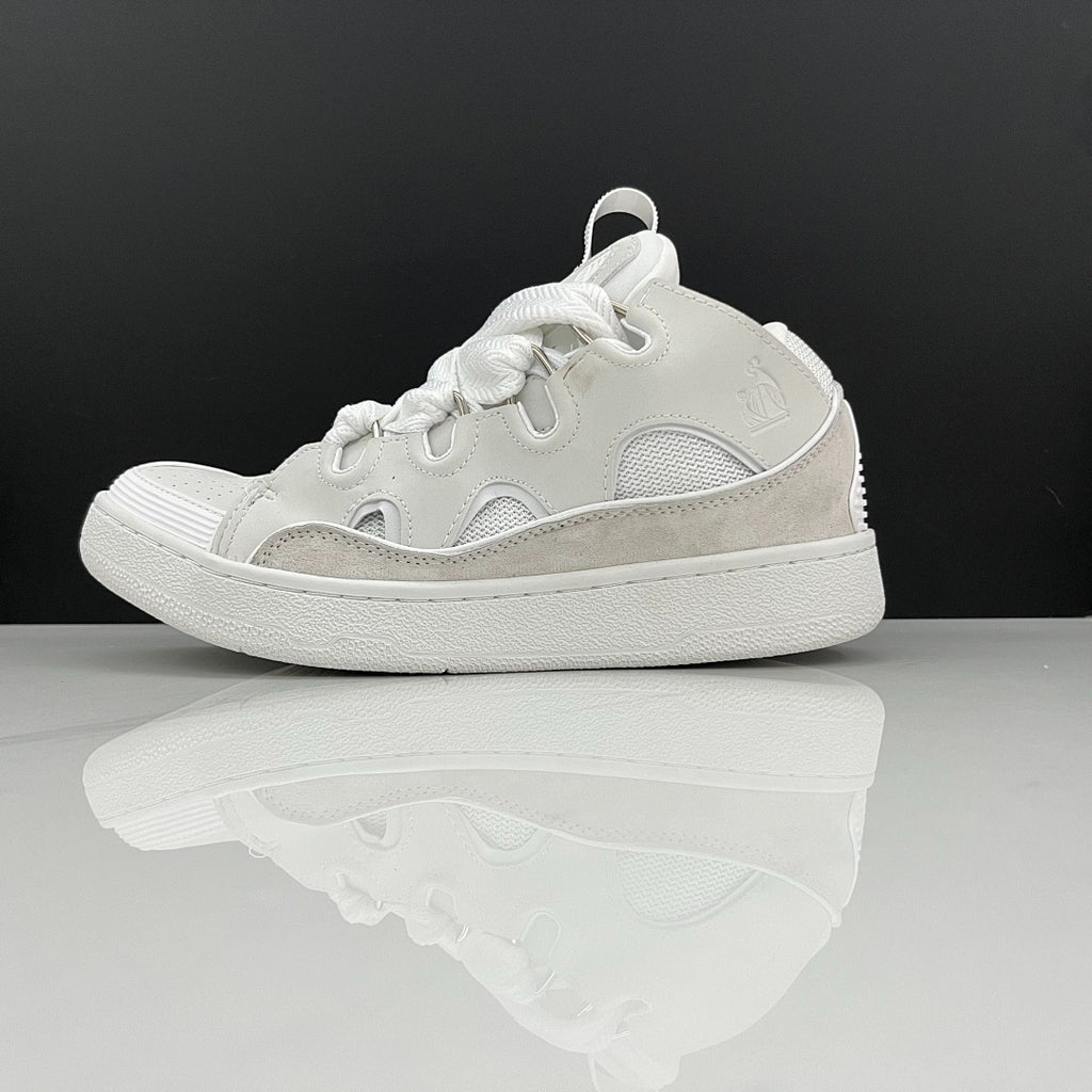 Lanvin Curb Sneakers 'Optic White' - Tonal Chevron Laces