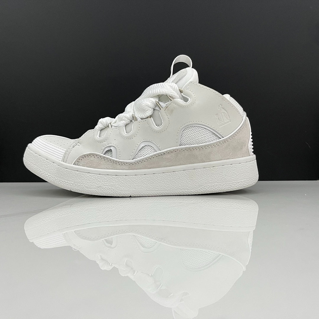 Lanvin Curb Sneakers 'Optic White' - Tonal Chevron Laces