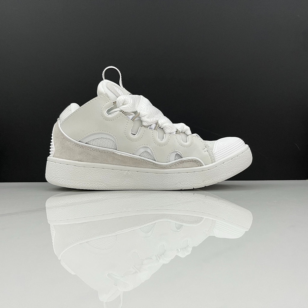 Lanvin Curb Sneakers 'Optic White' - Tonal Chevron Laces