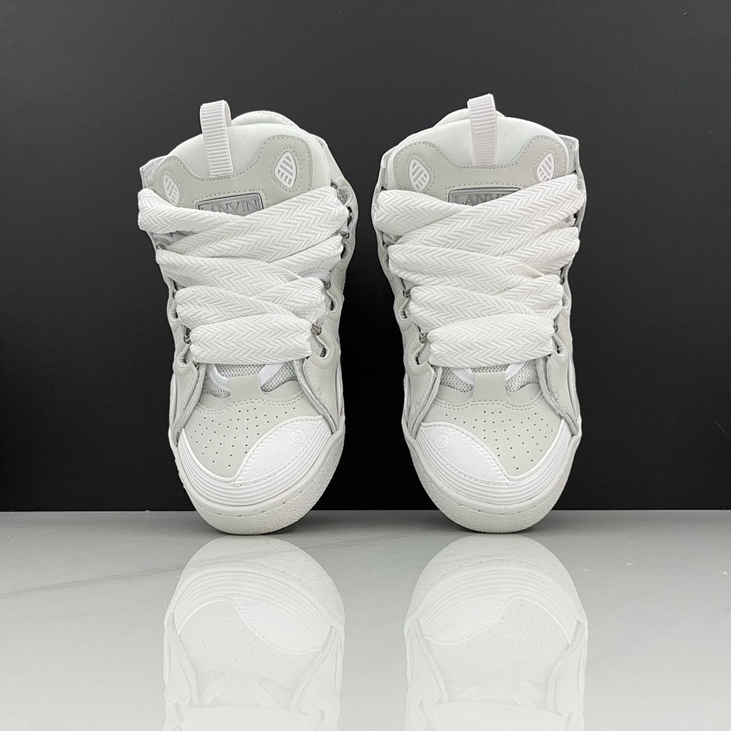 Lanvin Curb Sneakers 'Optic White' - Tonal Chevron Laces