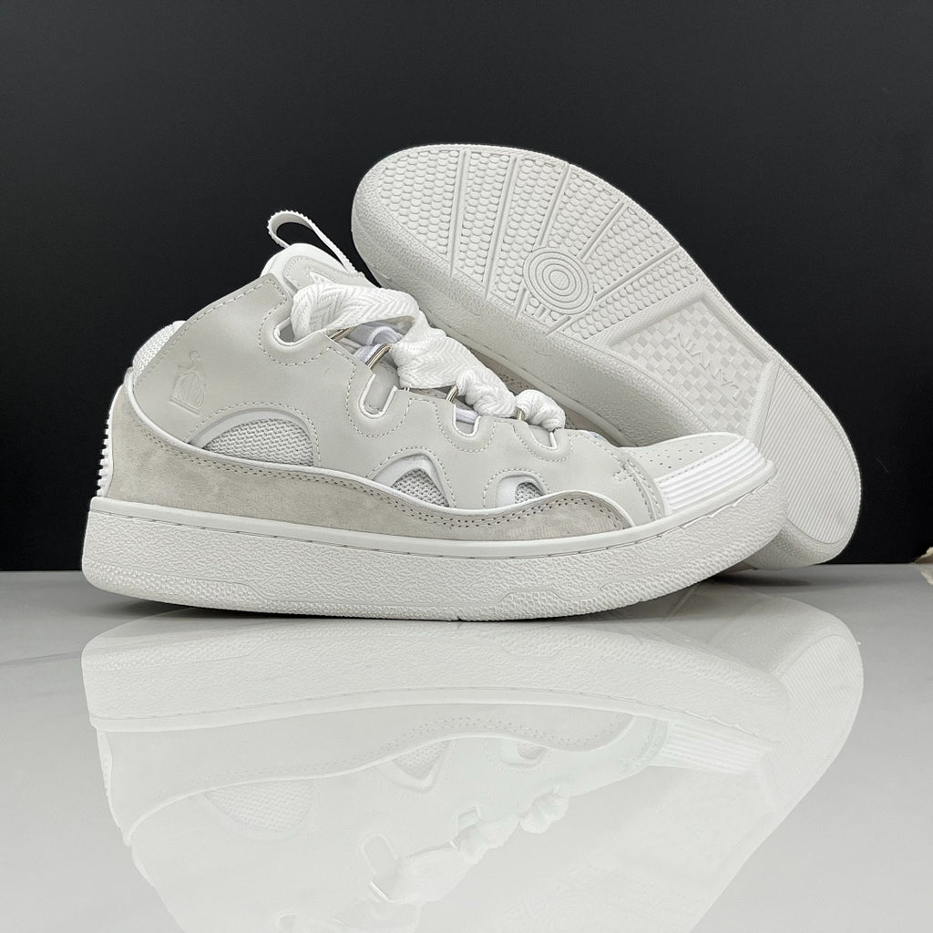 Lanvin Curb Sneakers 'Optic White' - Tonal Chevron Laces