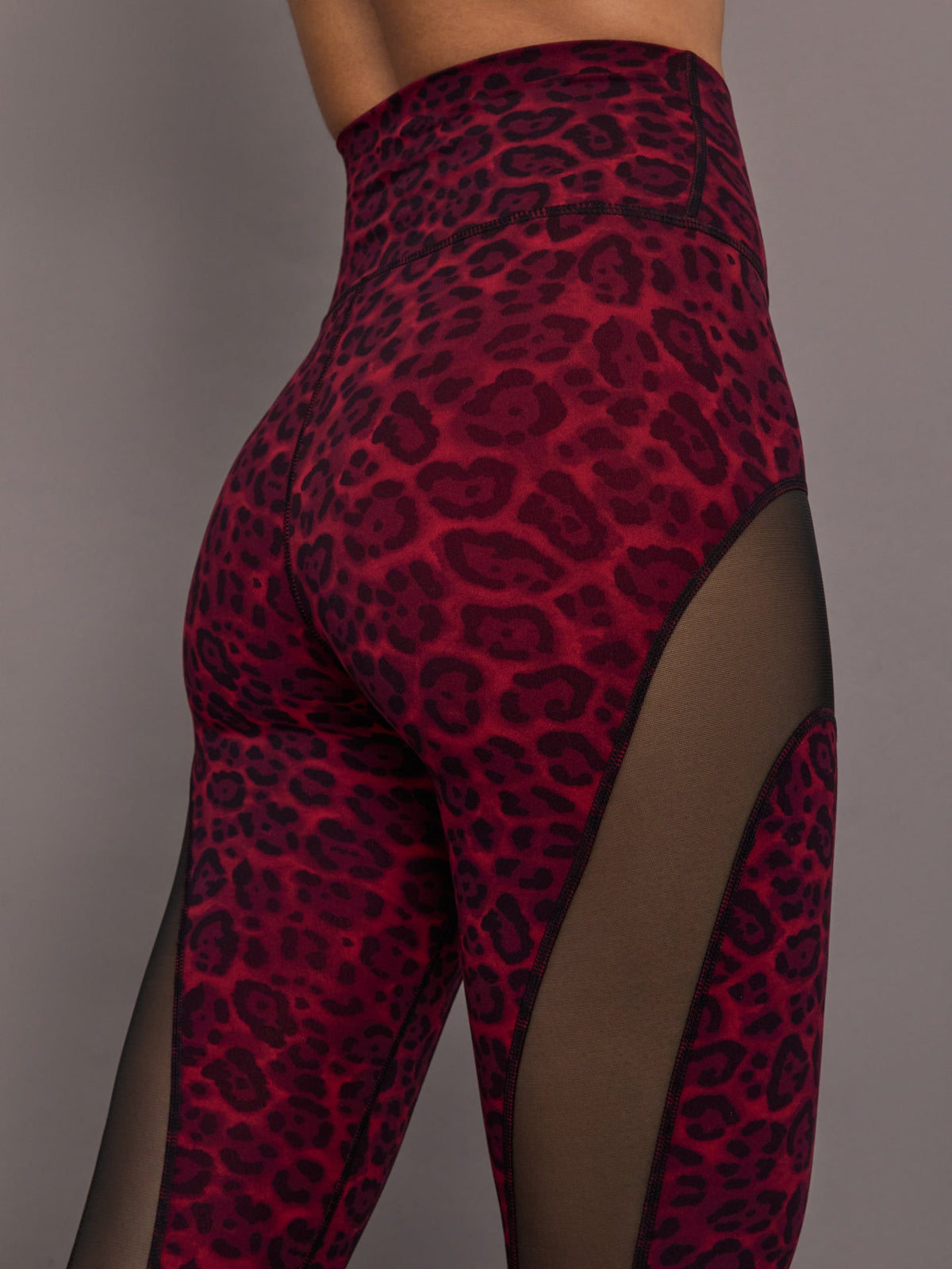 Sheer Spliced Legging in Melt - Red Leopard