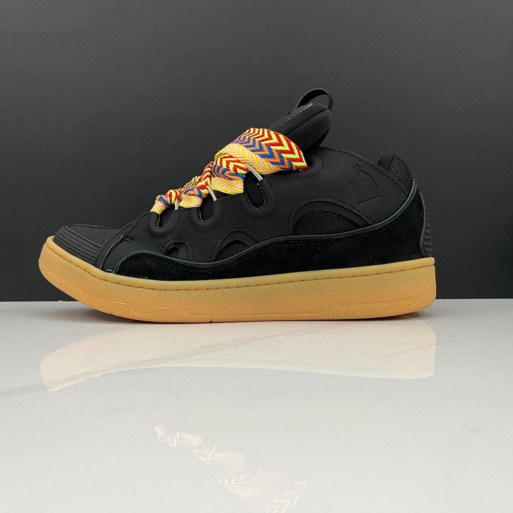 Lanvin Curb Sneakers 'Black Gum' - Multicolor Chevron Laces