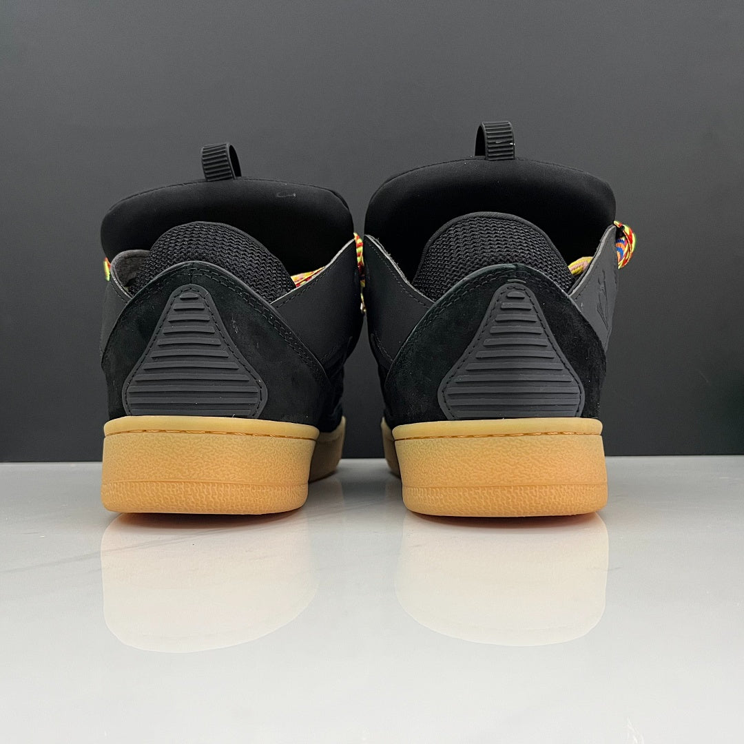 Lanvin Curb Sneakers 'Black Gum' - Multicolor Chevron Laces