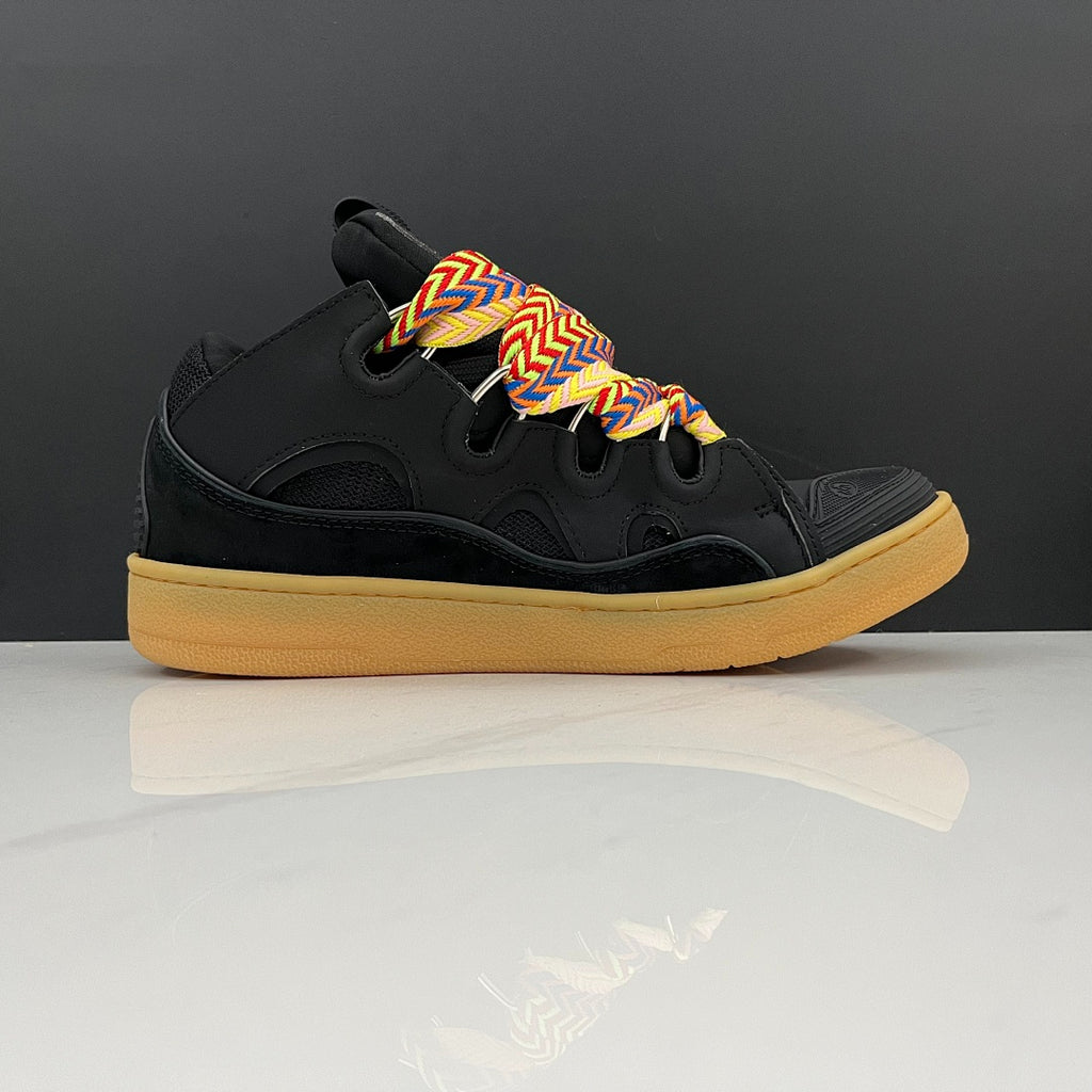 Lanvin Curb Sneakers 'Black Gum' - Multicolor Chevron Laces