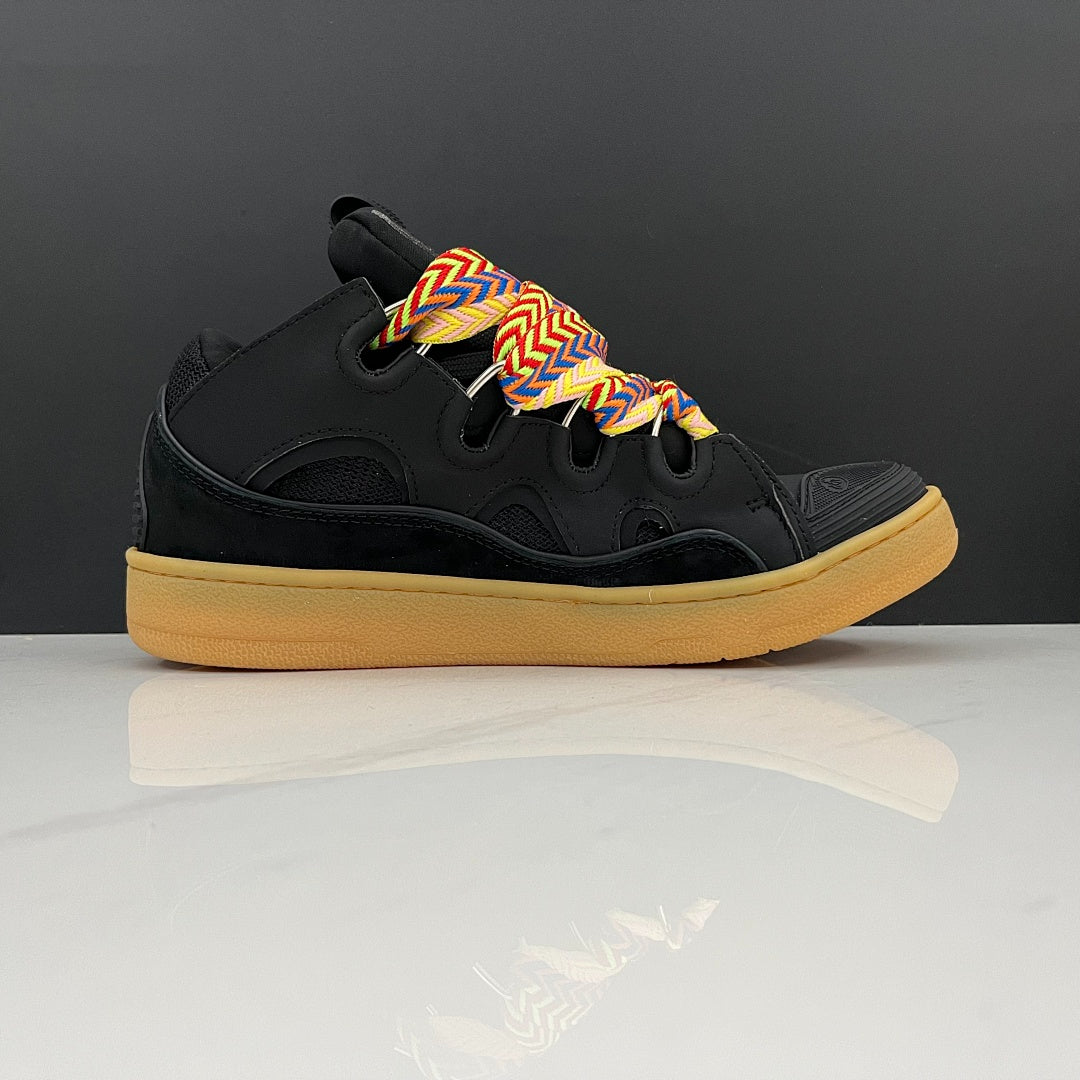 Lanvin Curb Sneakers 'Black Gum' - Multicolor Chevron Laces