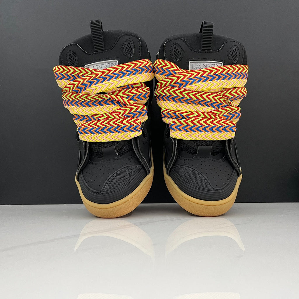 Lanvin Curb Sneakers 'Black Gum' - Multicolor Chevron Laces