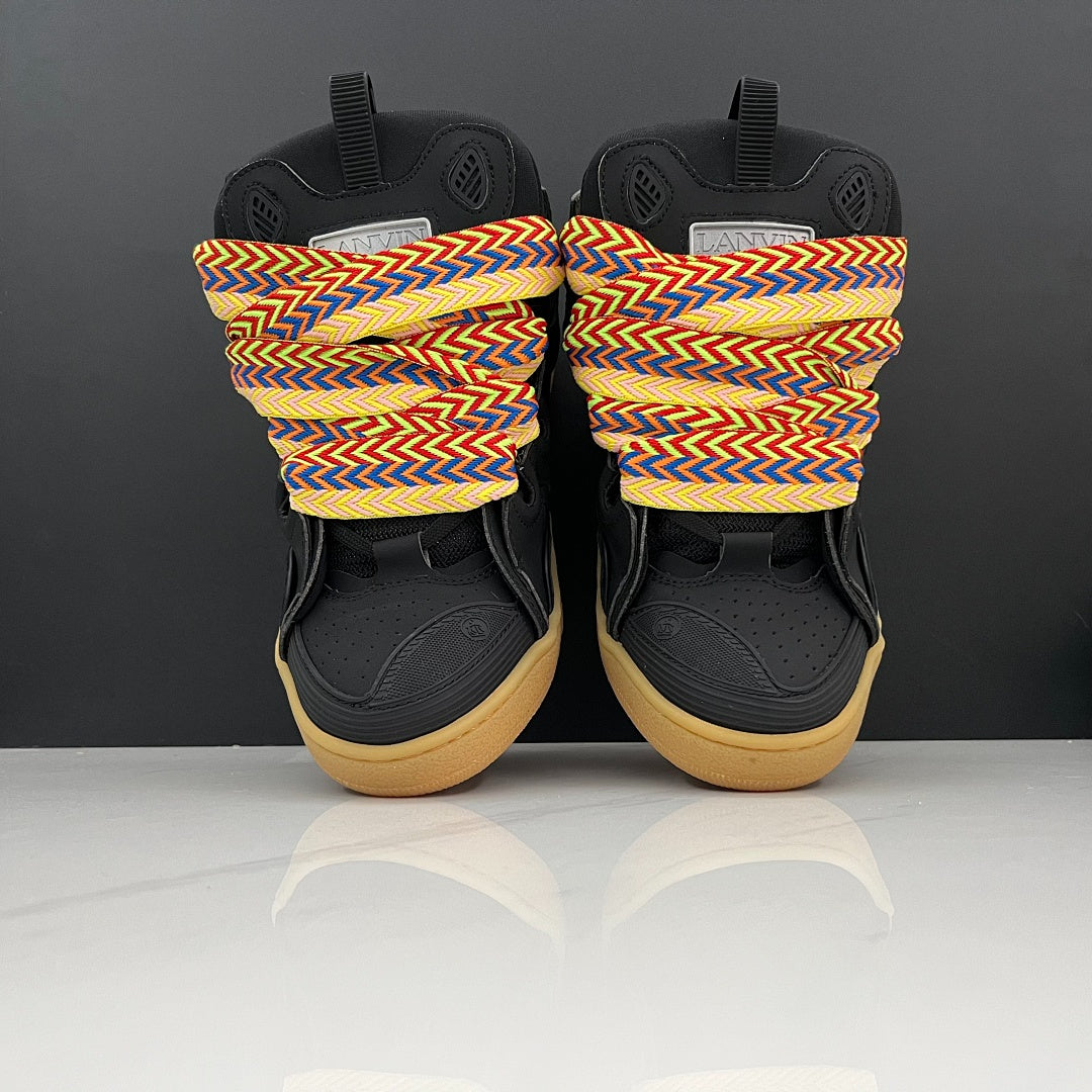 Lanvin Curb Sneakers 'Black Gum' - Multicolor Chevron Laces