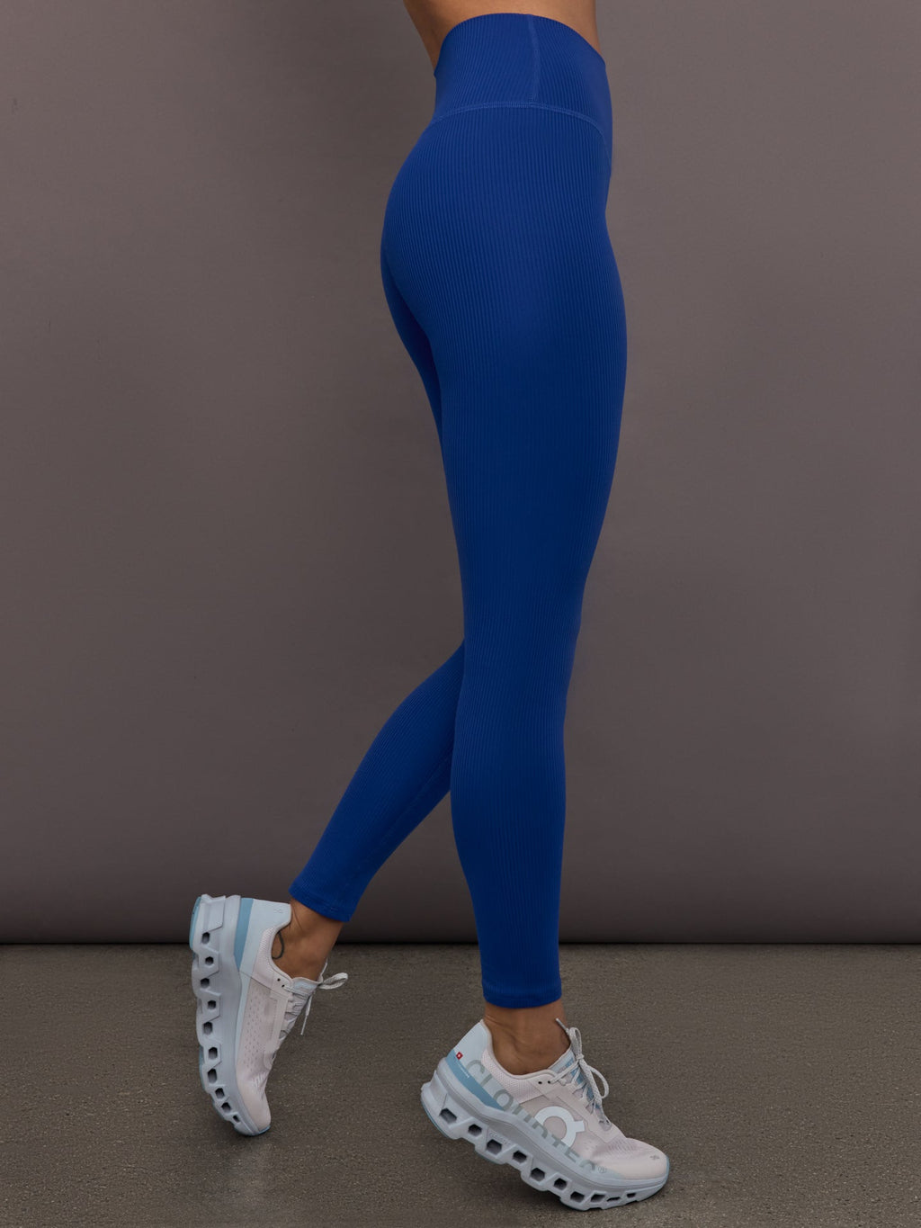 High Rise Legging in Ribbed Melt - Cobalt
