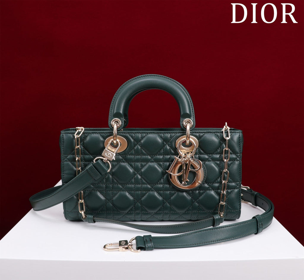 medium lady d-joy 26 dark green lambskin