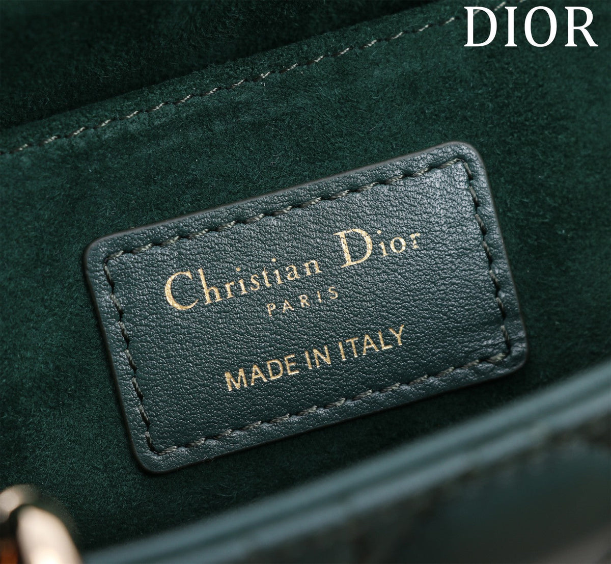 medium lady d-joy 26 dark green lambskin