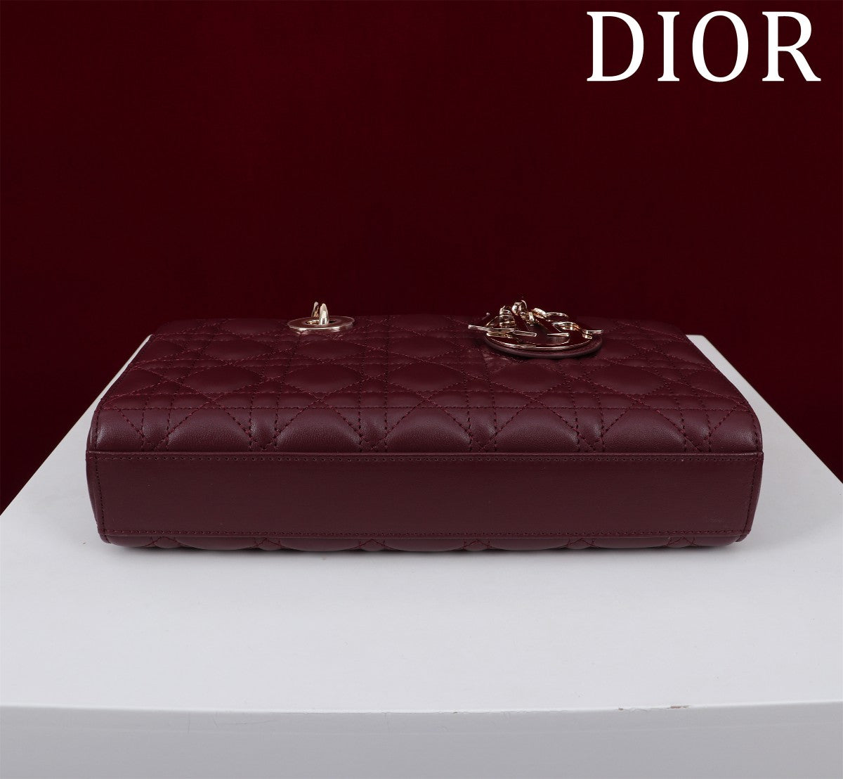 medium lady d-joy 26 burgundy lambskin