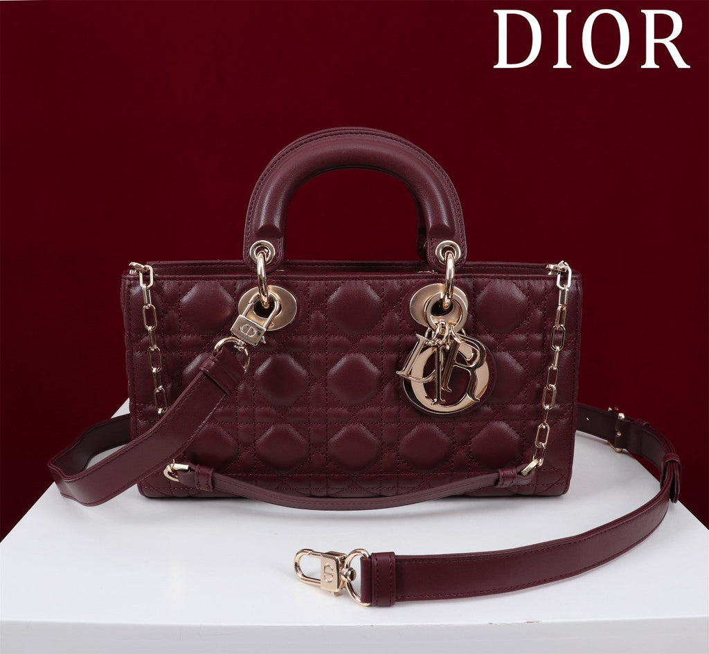 medium lady d-joy 26 burgundy lambskin
