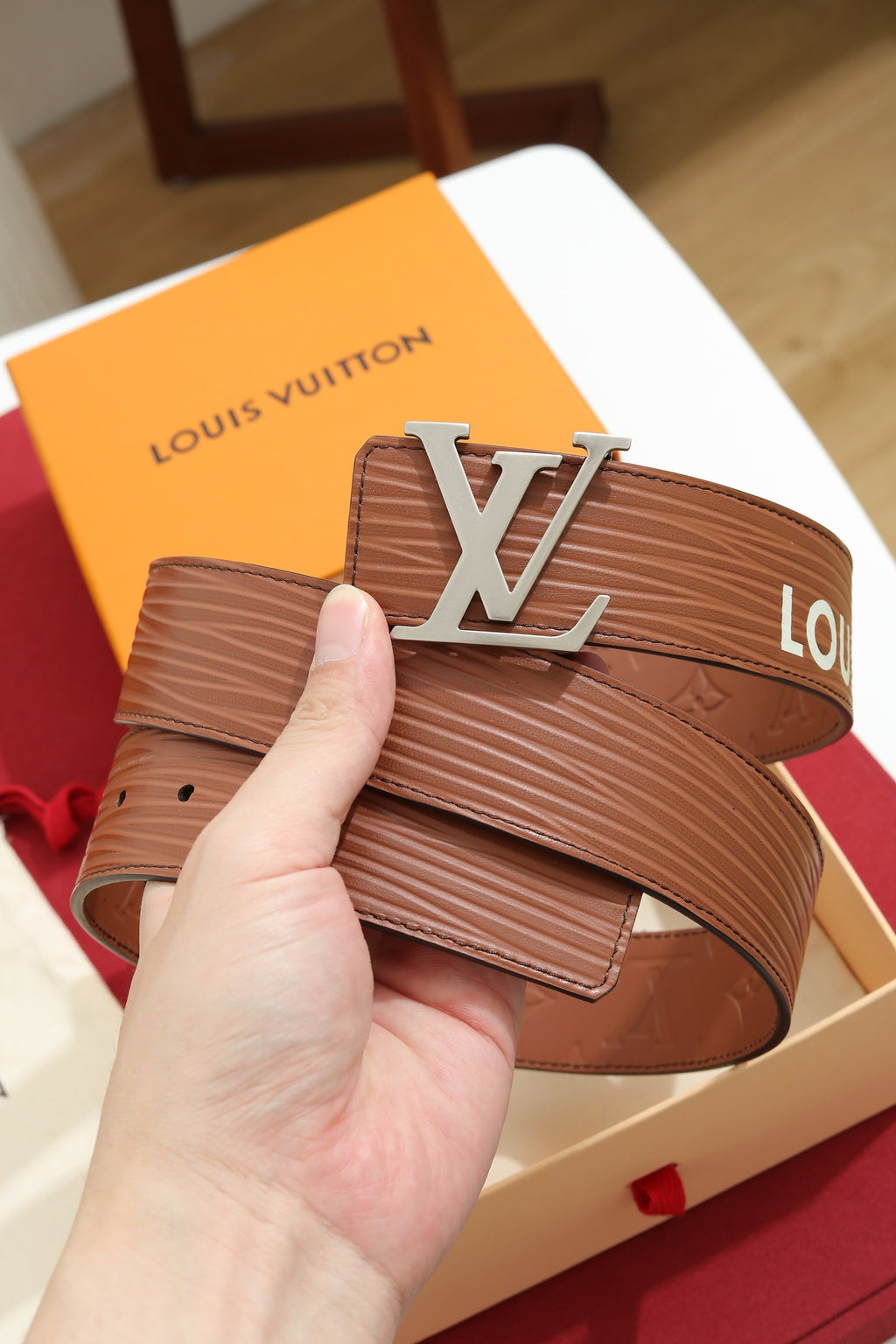 Louis Vuitton LV Heritage 35MM Reversible Belt Cognac