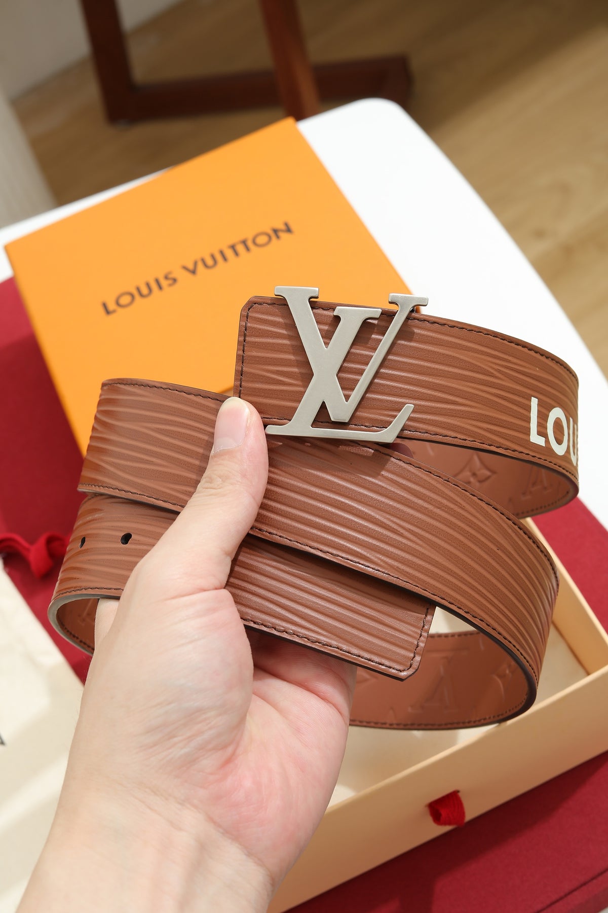 Louis Vuitton LV Heritage 35MM Reversible Belt Cognac