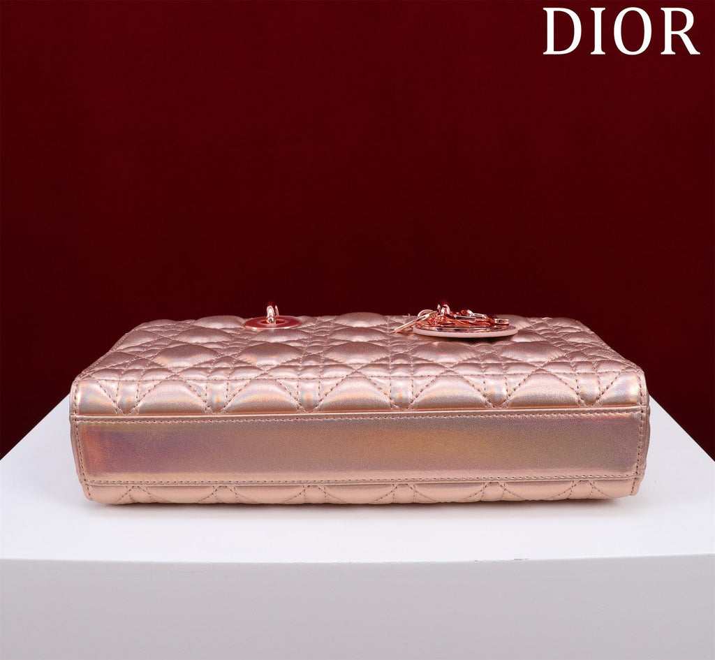 medium lady d-joy 26 rose metalic lambskin