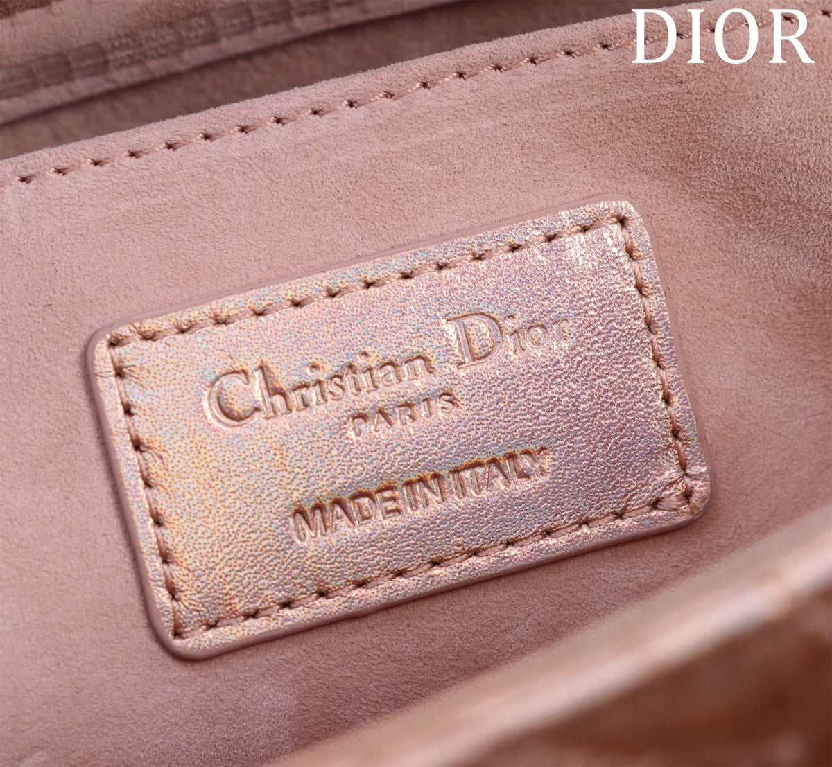 medium lady d-joy 26 rose metalic lambskin